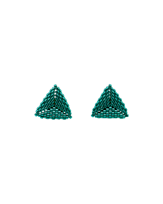 AQUA GREEN TRIANGLE STUD OORBELLEN
