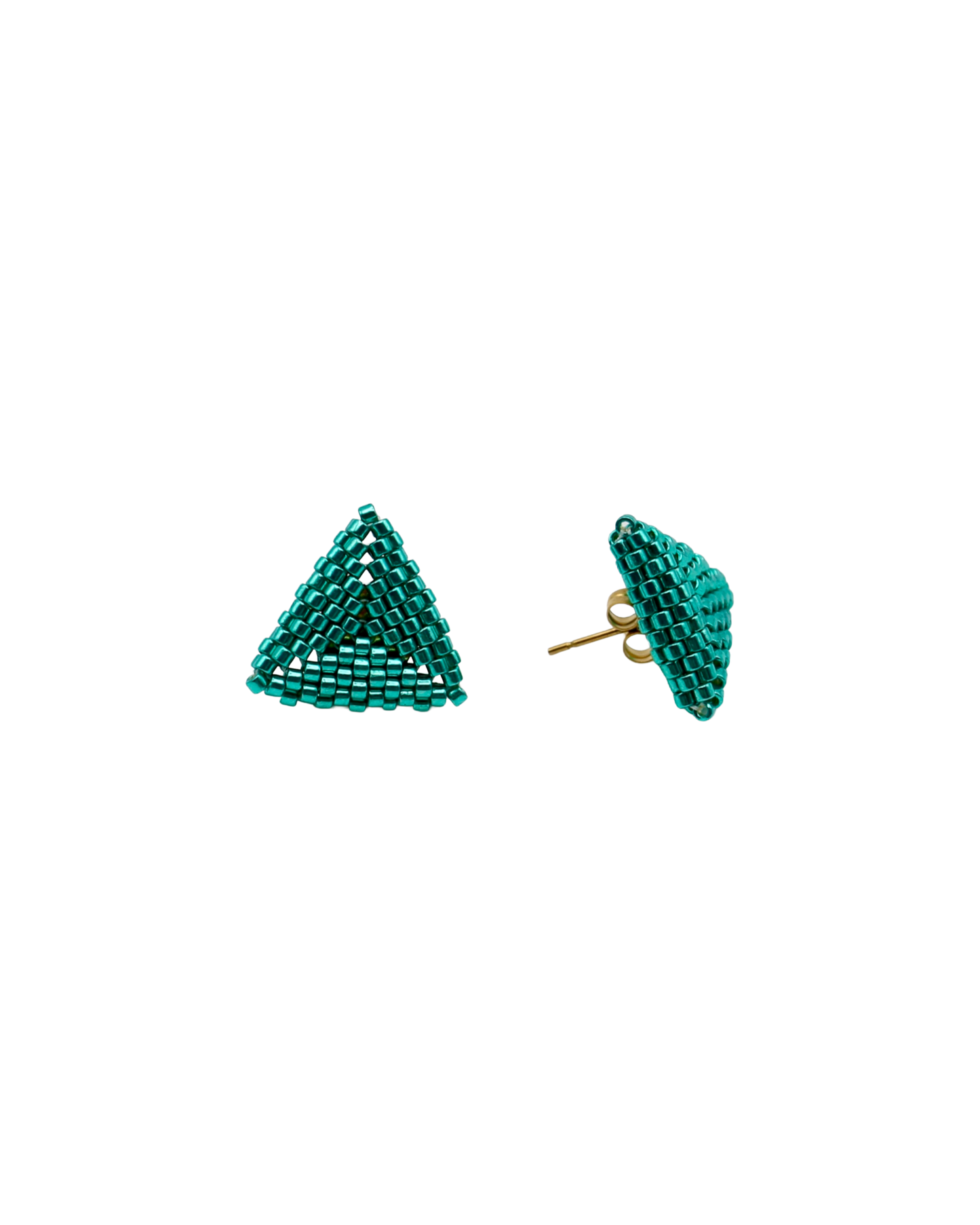 AQUA GREEN TRIANGLE STUD OORBELLEN