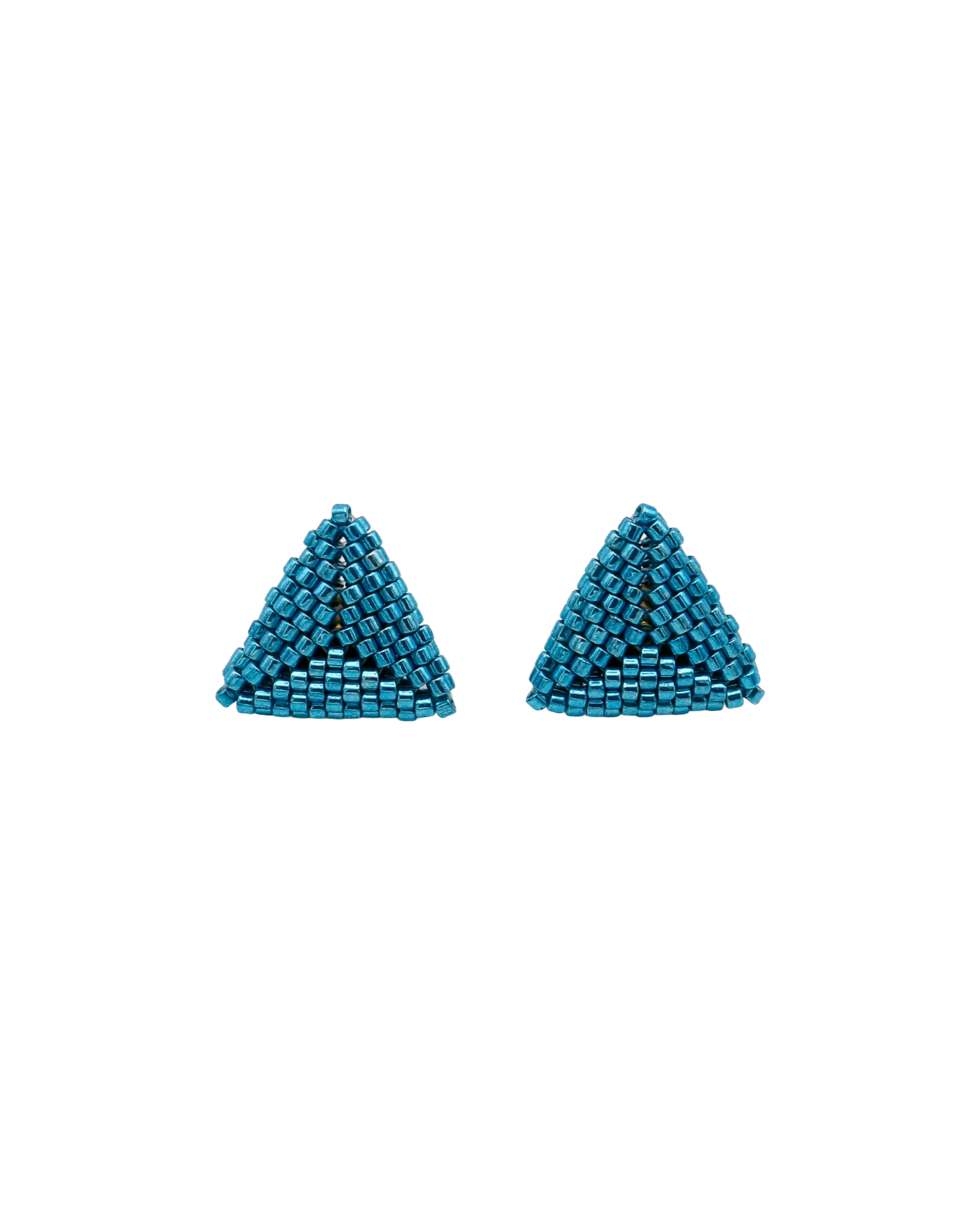 CAPRI BLUE TRIANGLE STUD EARRINGS