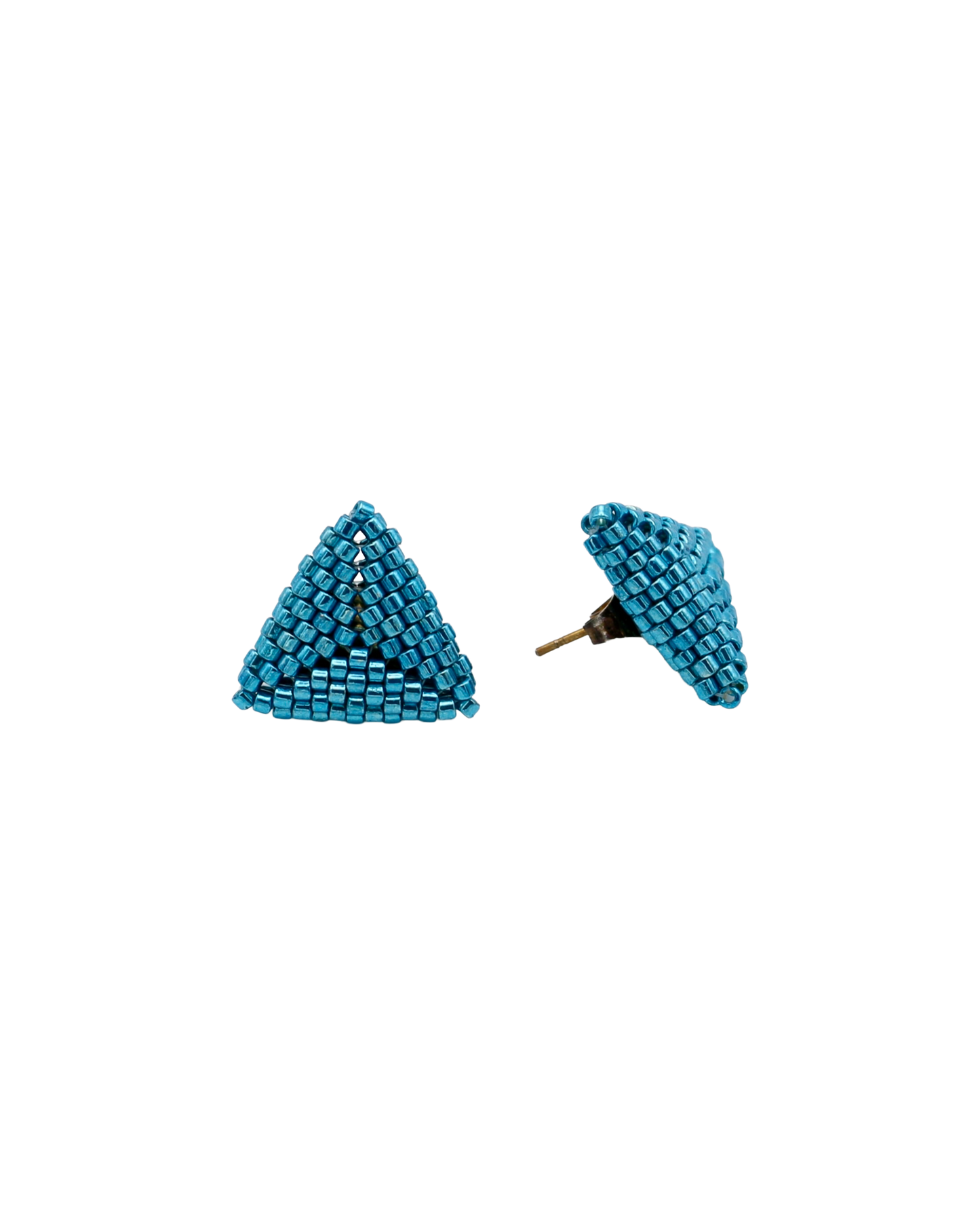 CAPRI BLUE TRIANGLE STUD EARRINGS