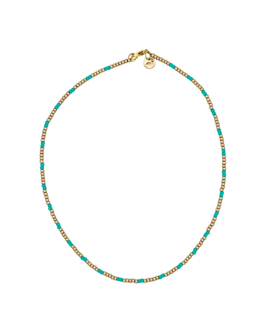 GOLD/TURQUOISE MIYUKI NECKLACE