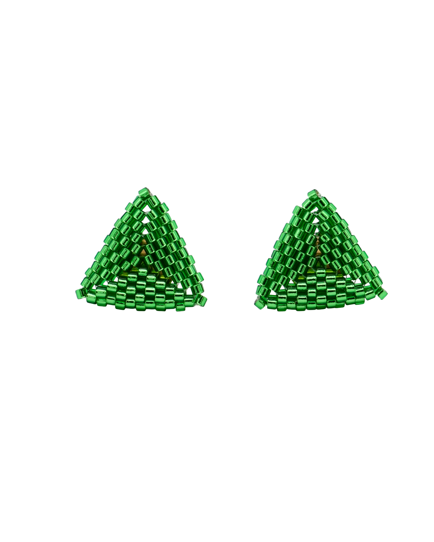 GROENE TRIANGLE STUD OORBELLEN