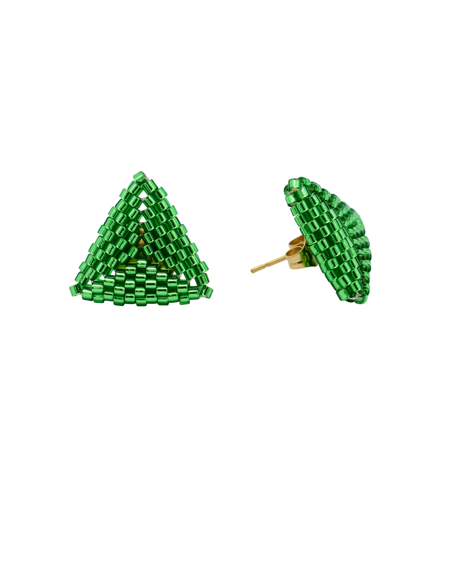 GROENE TRIANGLE STUD OORBELLEN