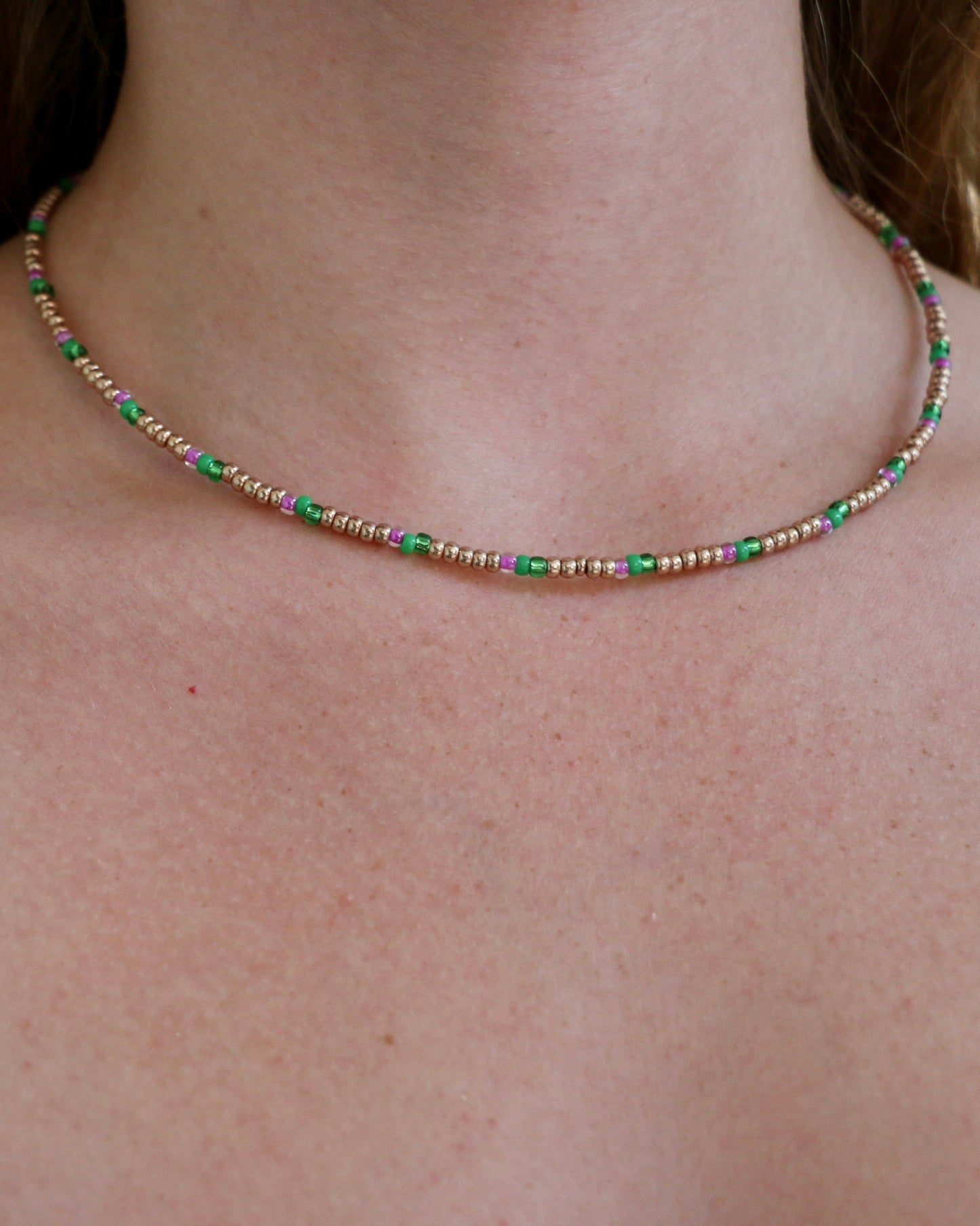 GOUD/GROEN/LILA MIYUKI KETTING