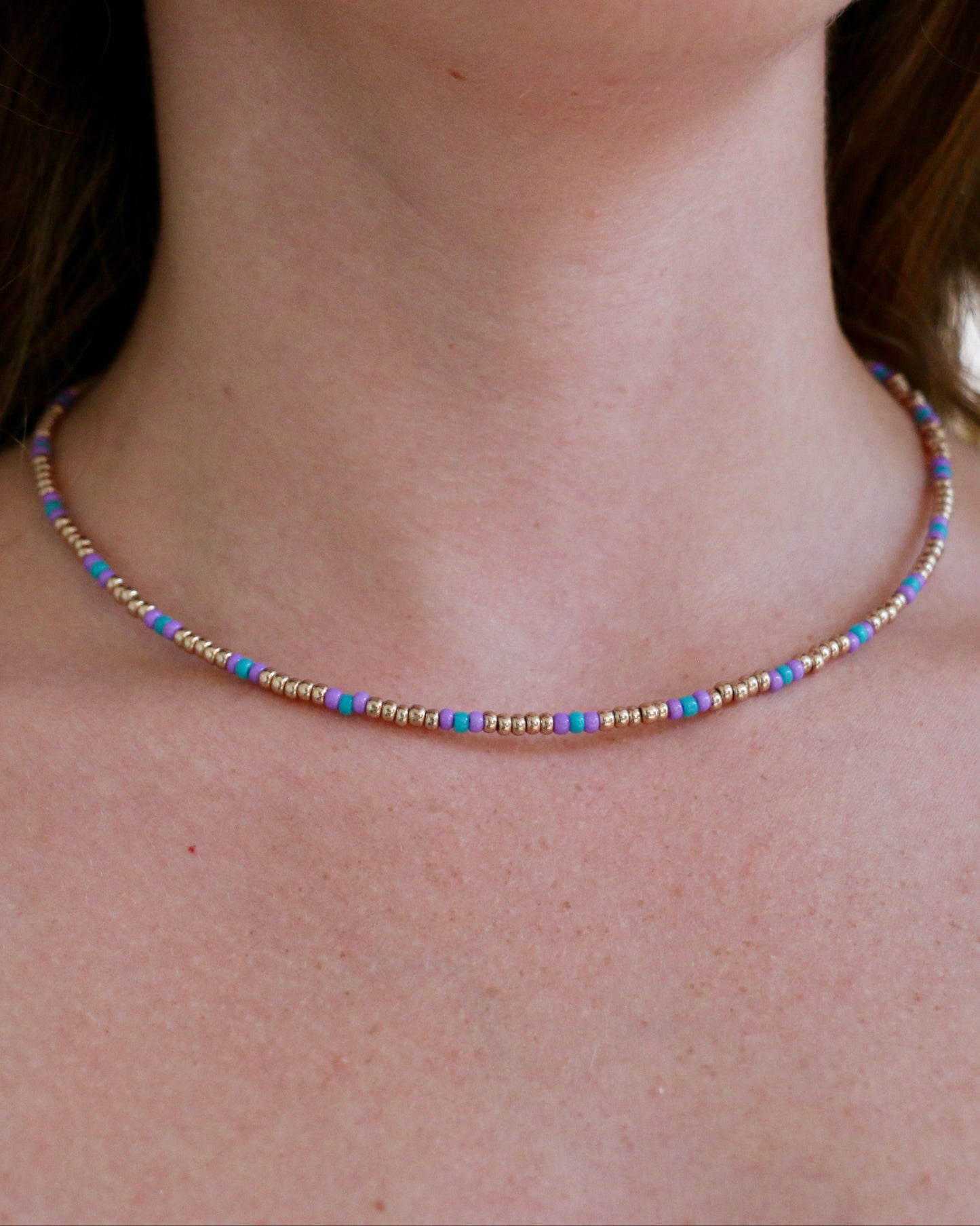 GOLD/LILAC/TURQUOISE MIYUKI NECKLACE