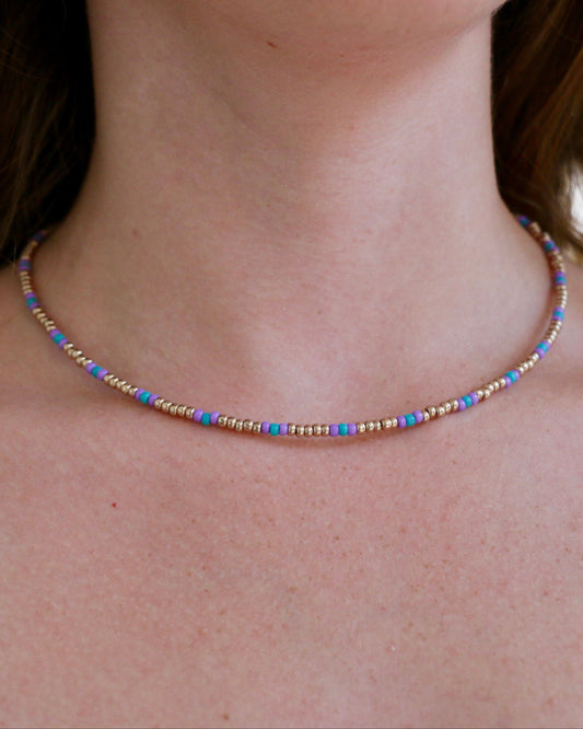 GOUD/LILA/TURQUOISE MIYUKI KETTING