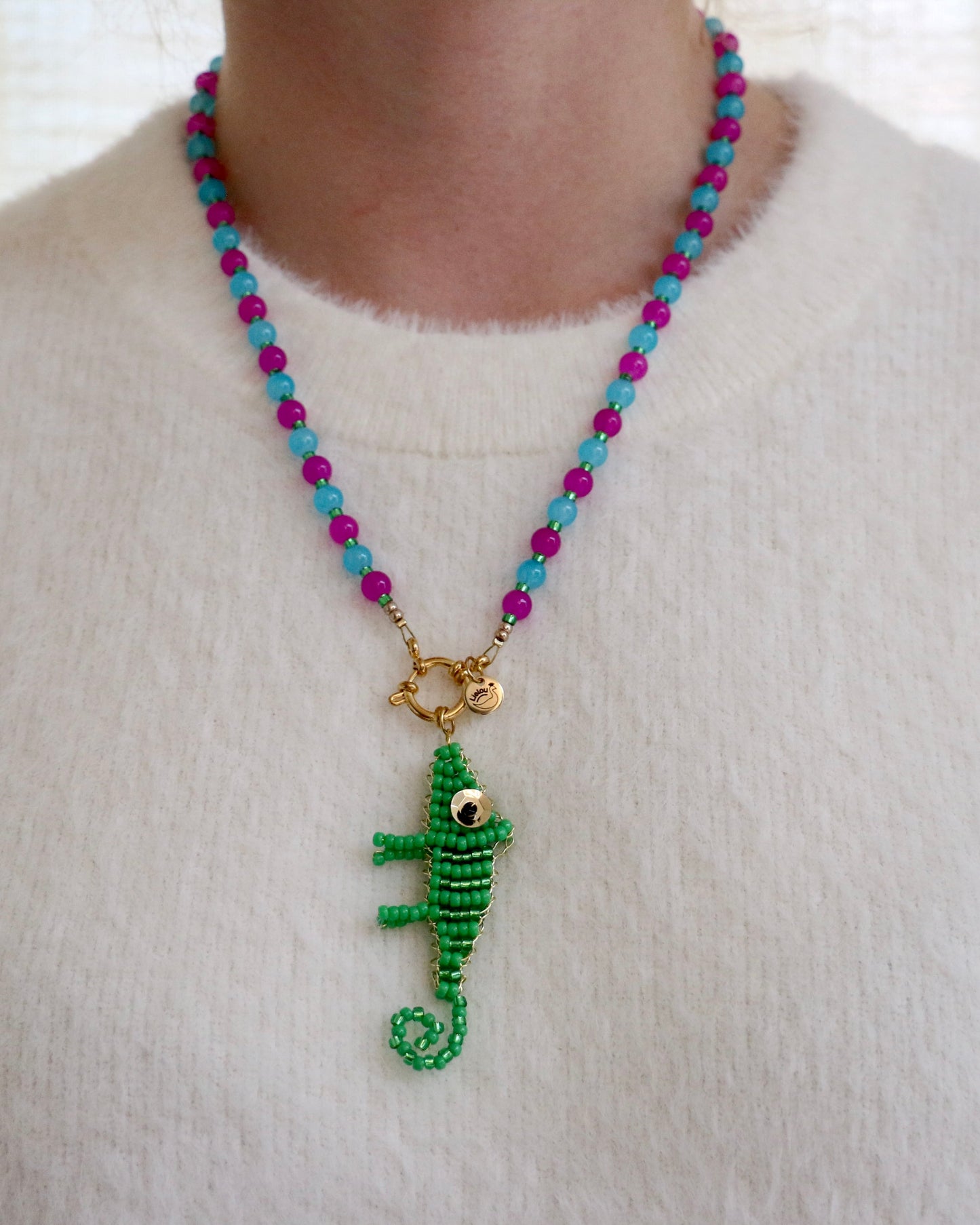 PAARS/BLAUWE KETTING GROENE KAMELEON CAMI