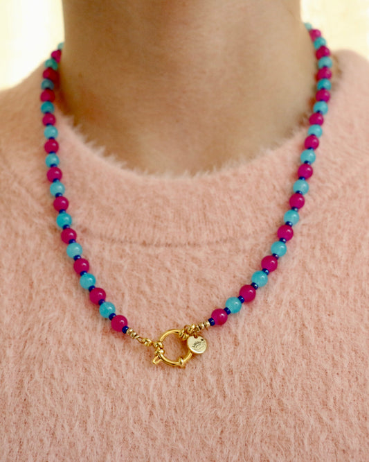 ROZE/BLAUWE KETTING AURI