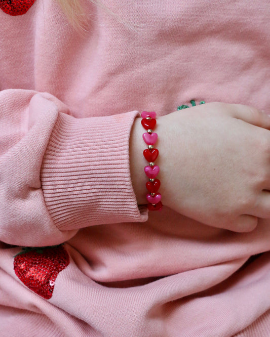 KIDS - ROOD/ROZE HAPPY HEARTS ARMBAND