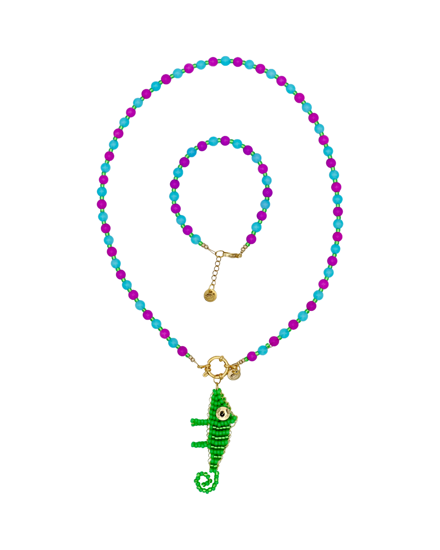 PAARS/BLAUWE KETTING GROENE KAMELEON CAMI