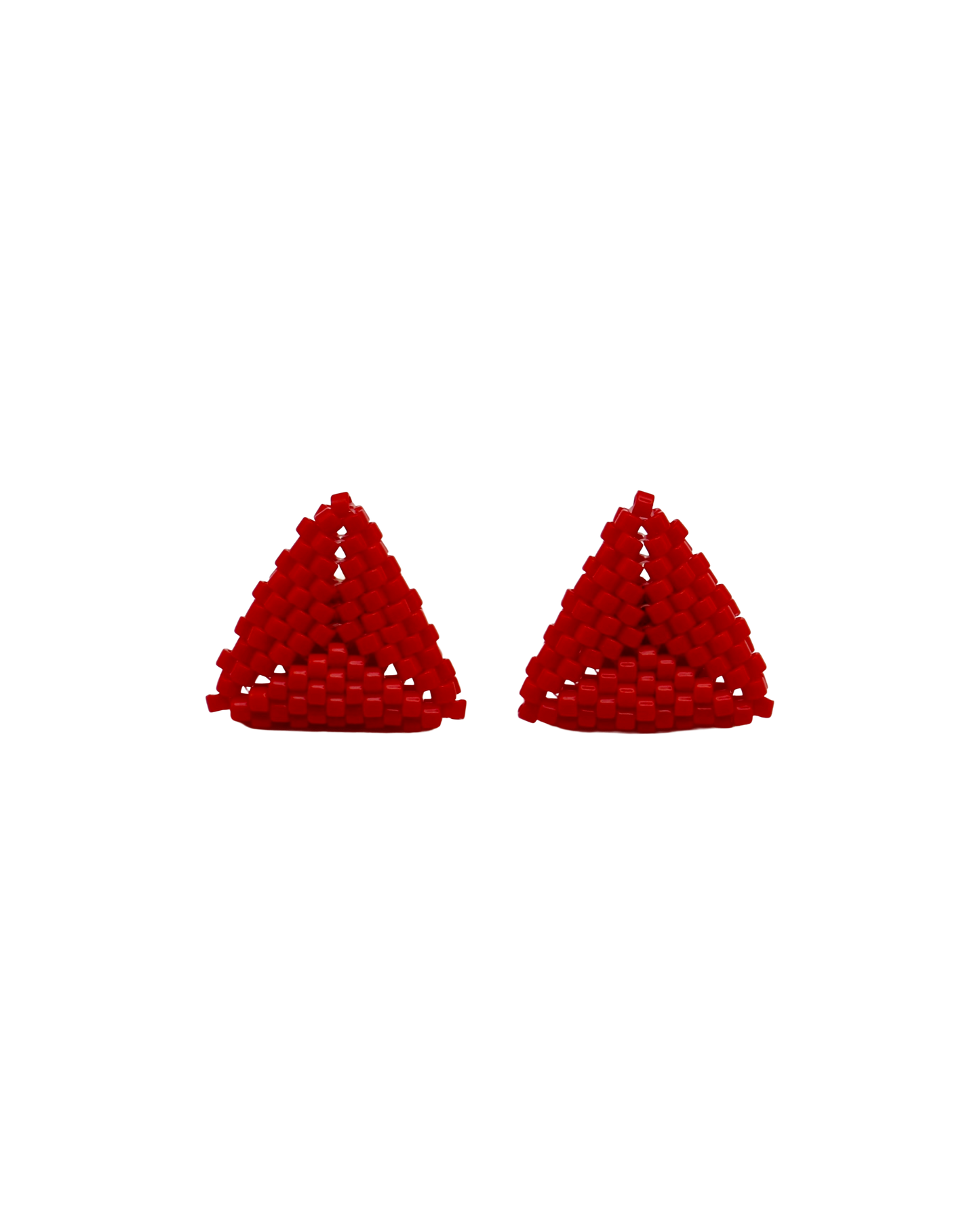 RED TRIANGLE STUD EARRINGS