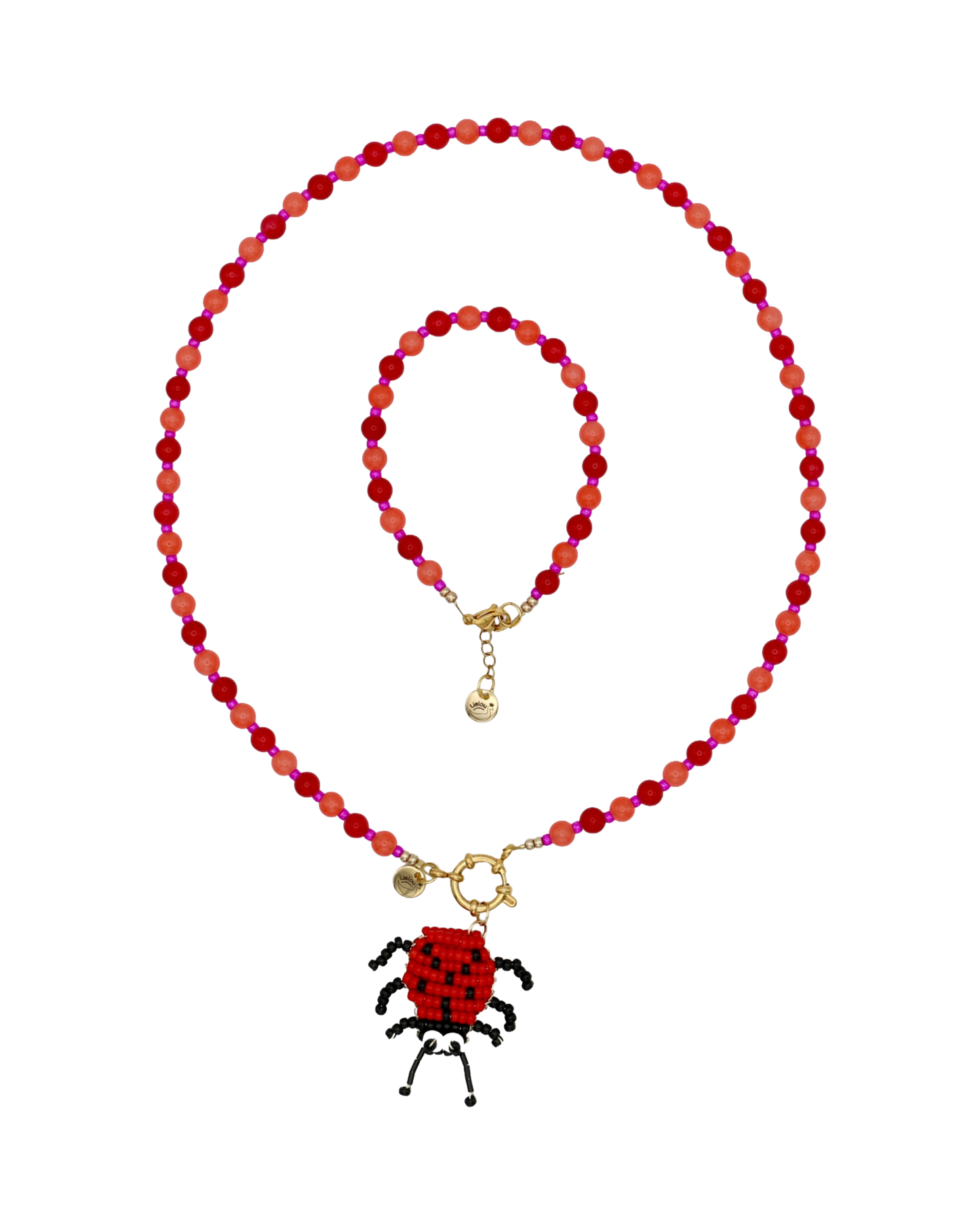 RED/ORANGE NECKLACE RED LADYBUG LINA