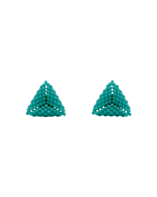 TURQUOISE TRIANGLE STUD OORBELLEN