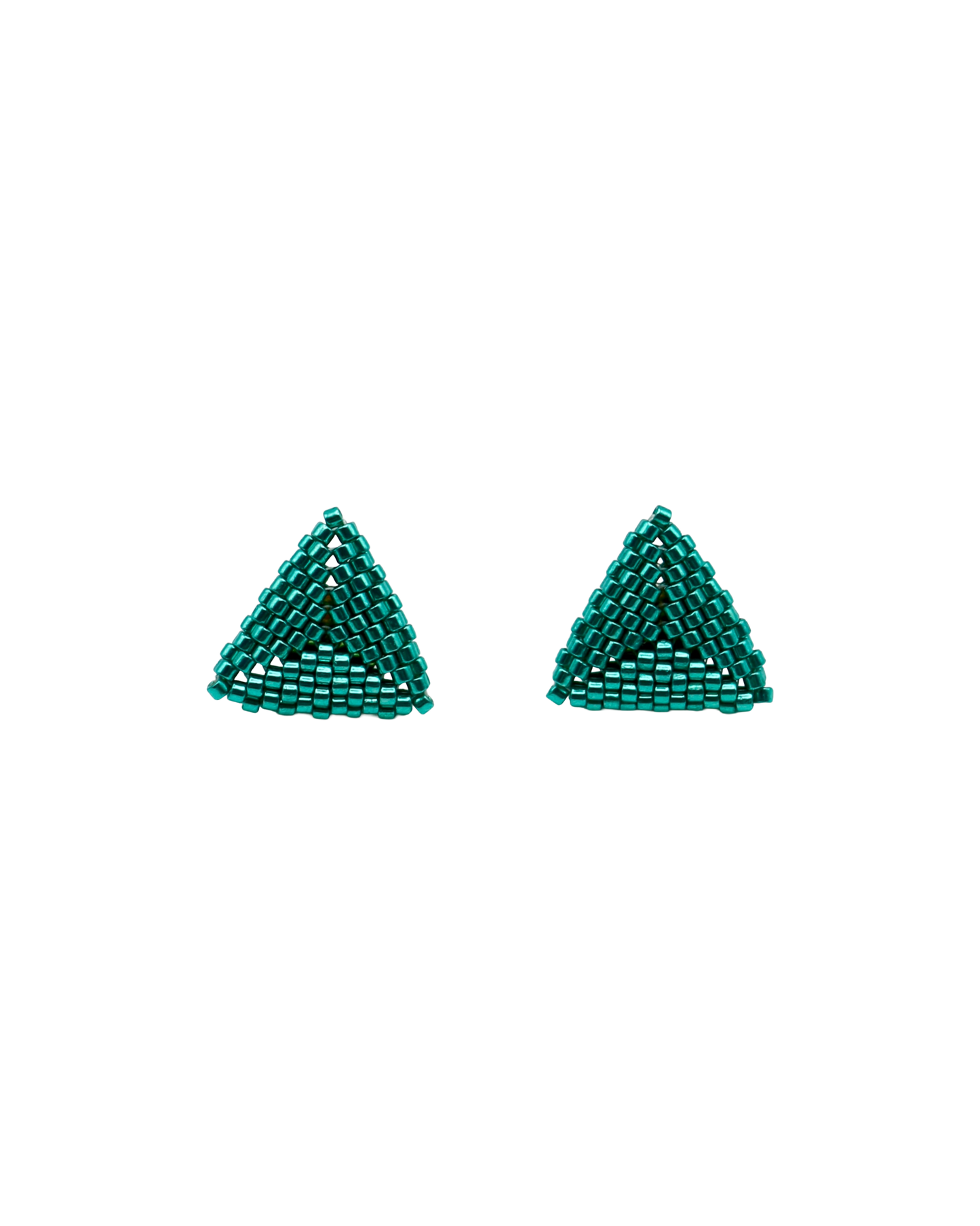 AQUA GREEN TRIANGLE STUD EARRINGS