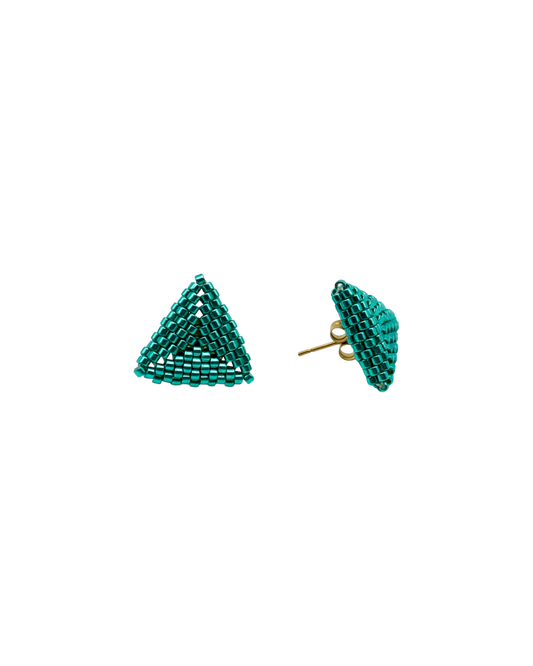 AQUA GREEN TRIANGLE STUD OORBELLEN