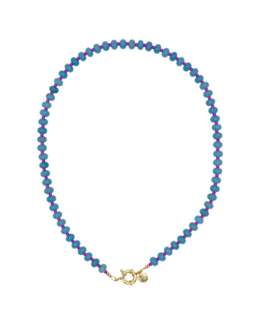 BLAUW/MAGENTA RONDELLE KETTING DUSK