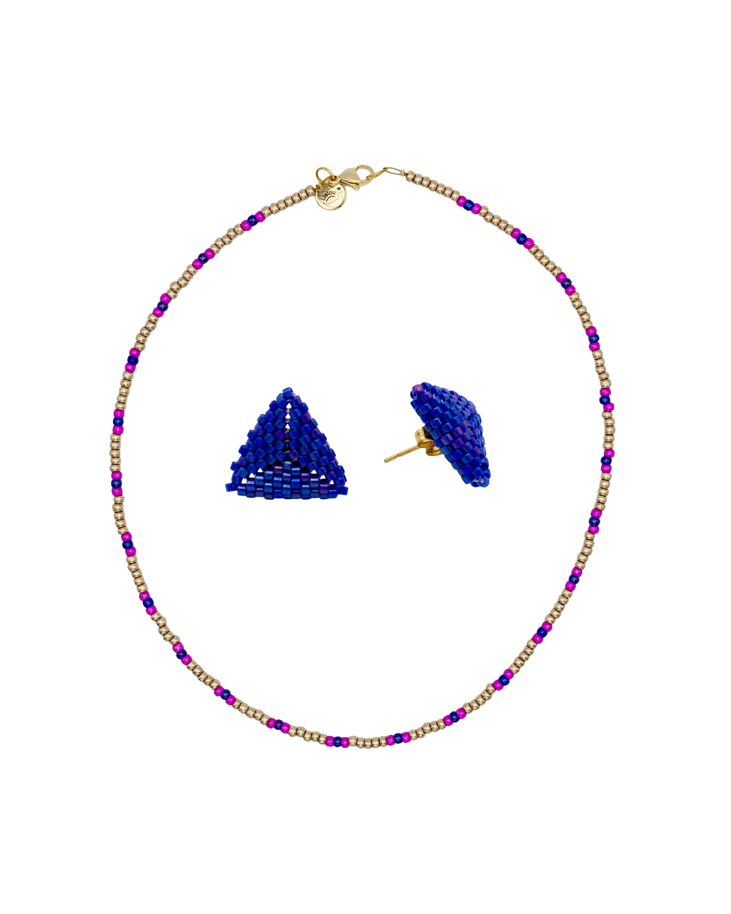 BUNDLE - COBALT BLUE STUDS + MIYUKI NECKLACE