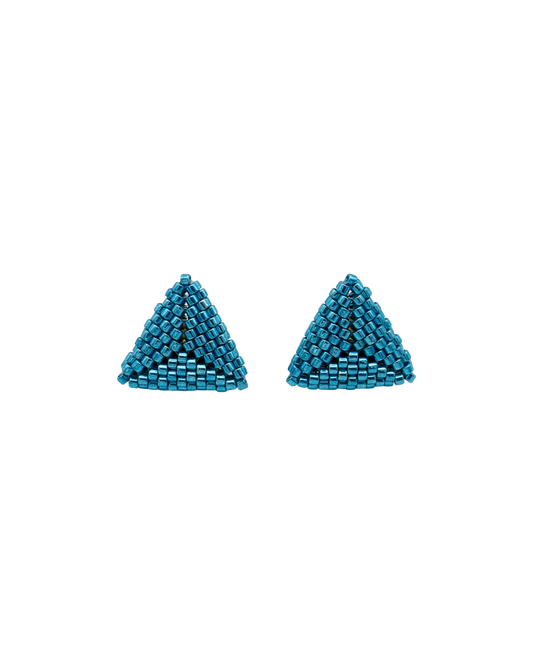CAPRI BLUE TRIANGLE STUD EARRINGS