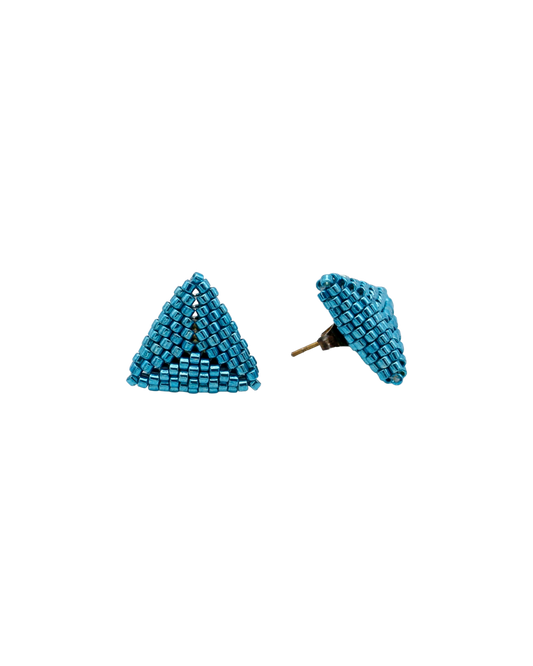 CAPRI BLUE TRIANGLE STUD OORBELLEN