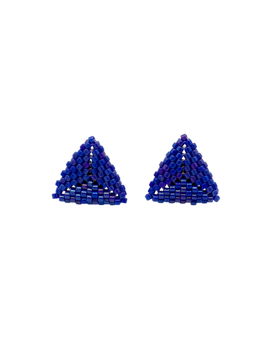 COBALT BLUE TRIANGLE STUD EARRINGS