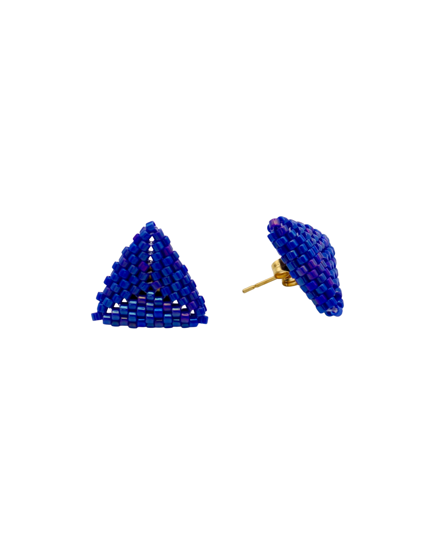 COBALT BLUE TRIANGLE STUD EARRINGS