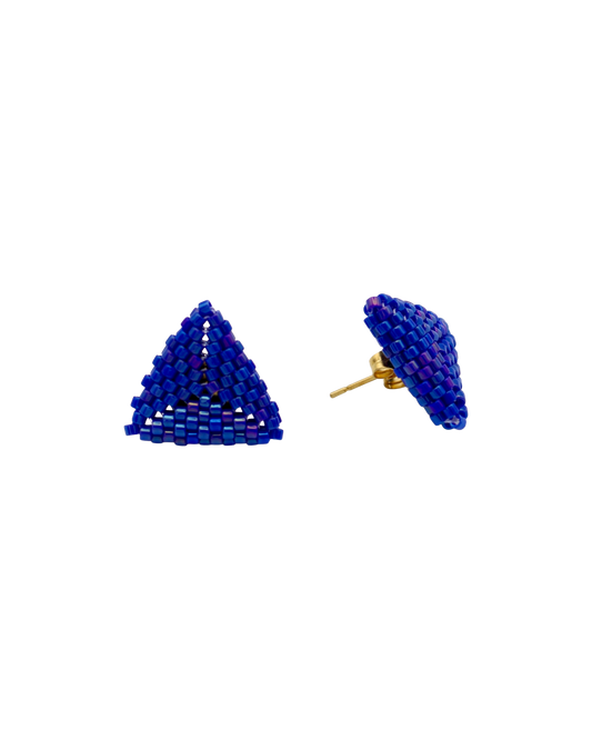 COBALT BLUE TRIANGLE STUD OORBELLEN