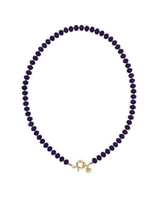 DONKERBLAUW/KORAAL RONDELLE KETTING MARINA