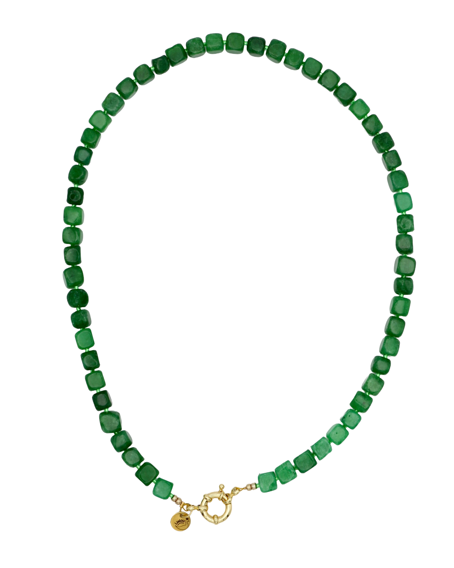 DONKERGROEN JADE CUBE KETTING