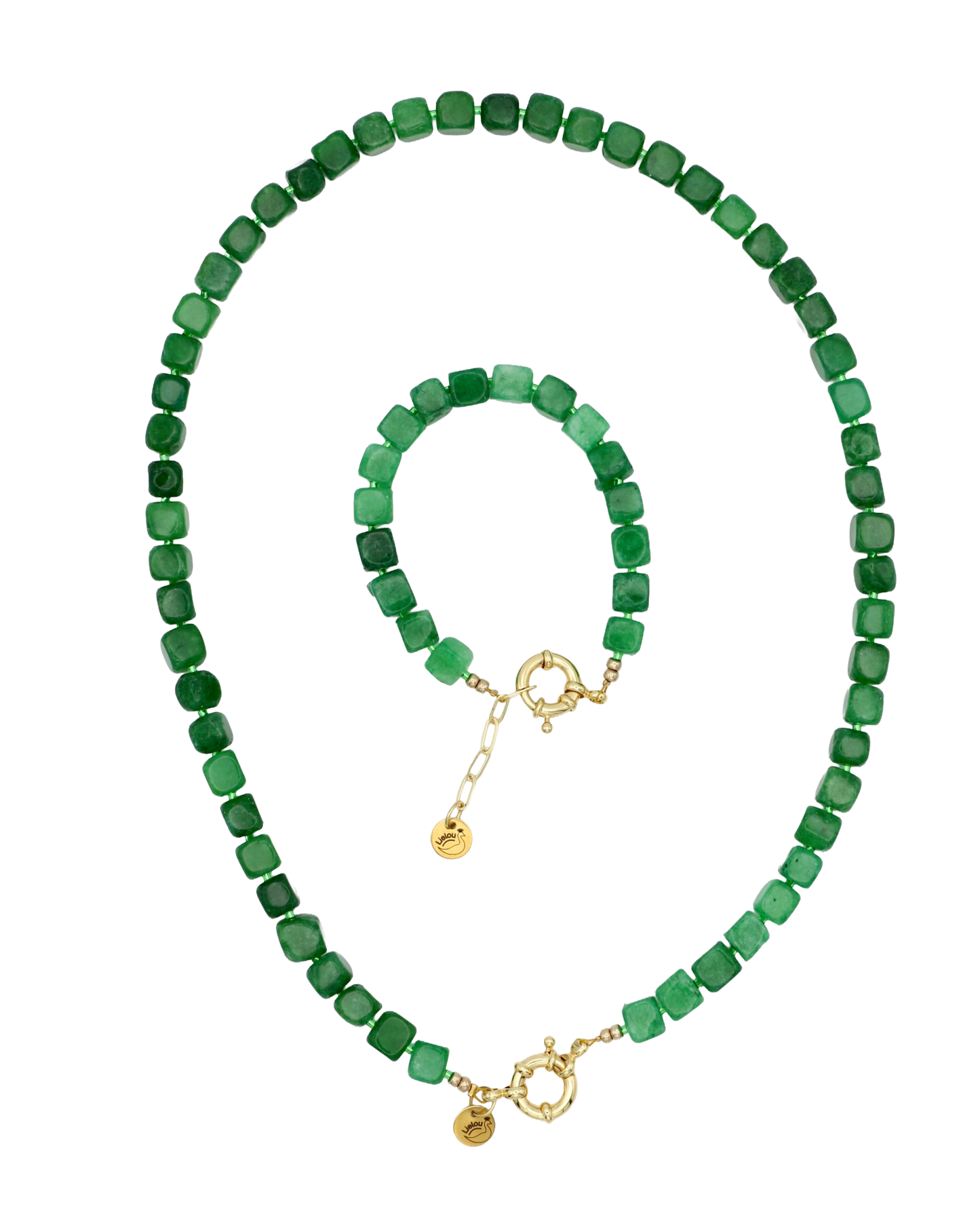 DONKERGROEN JADE CUBE ARMBAND