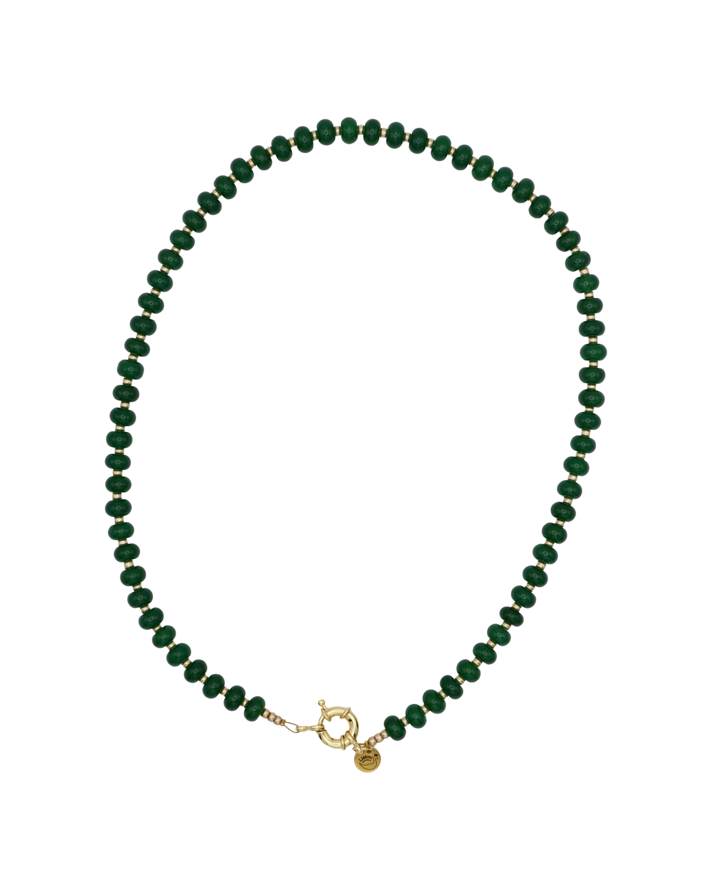 DONKERGROEN/GOUD RONDELLE KETTING MOSS