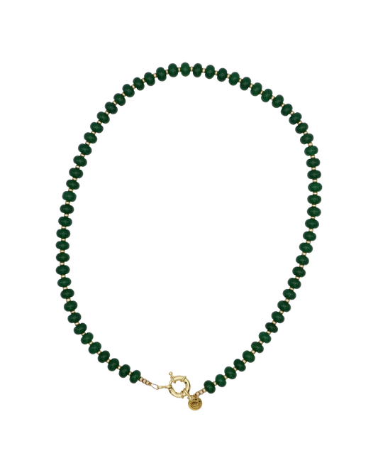 DONKERGROEN/GOUD RONDELLE KETTING MOSS