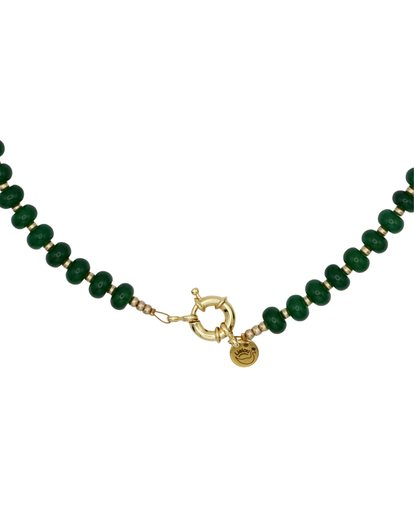 DONKERGROEN/GOUD RONDELLE KETTING MOSS