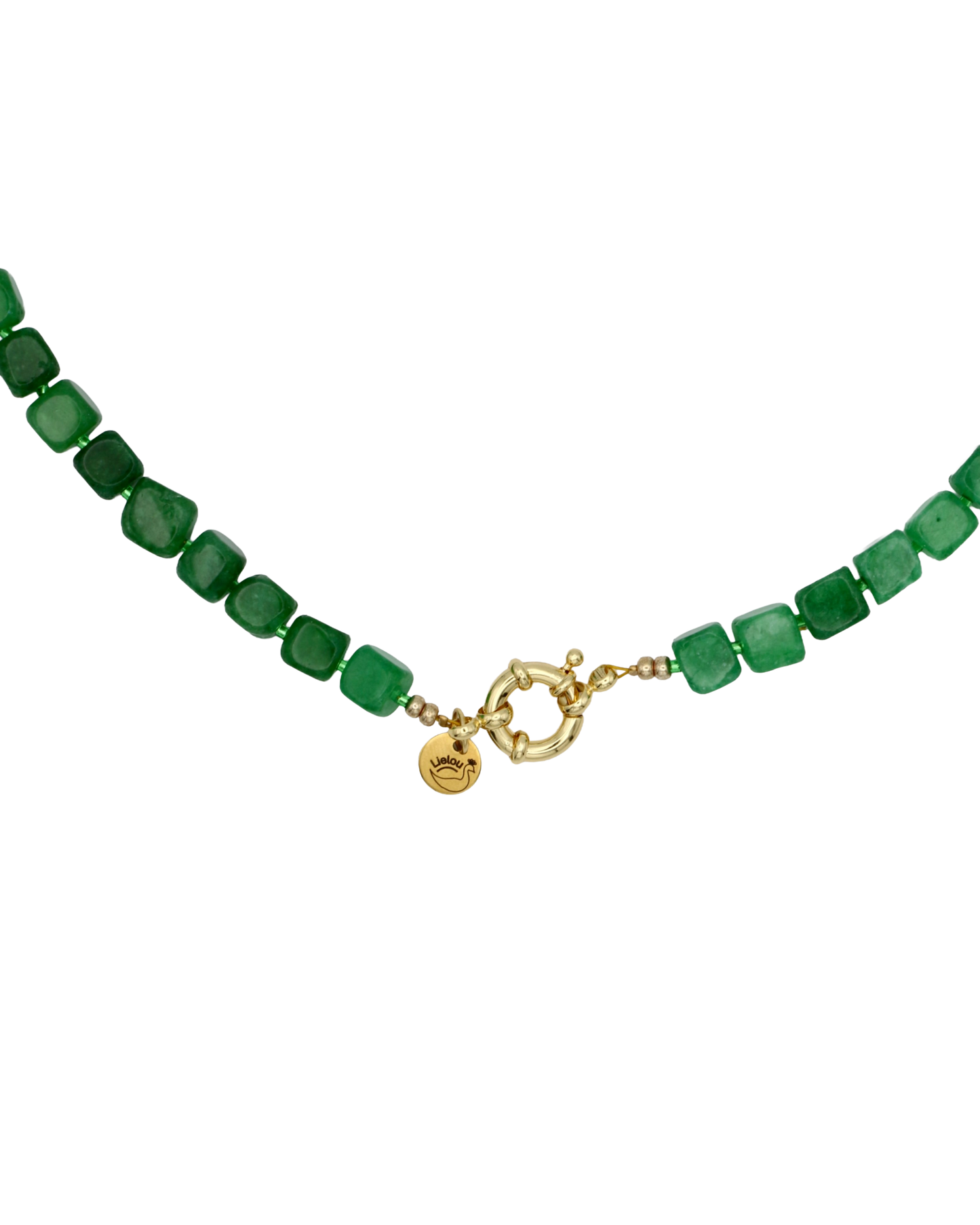 DONKERGROEN JADE CUBE KETTING