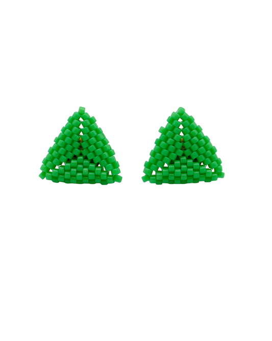 FIJI GROENE TRIANGLE STUD OORBELLEN