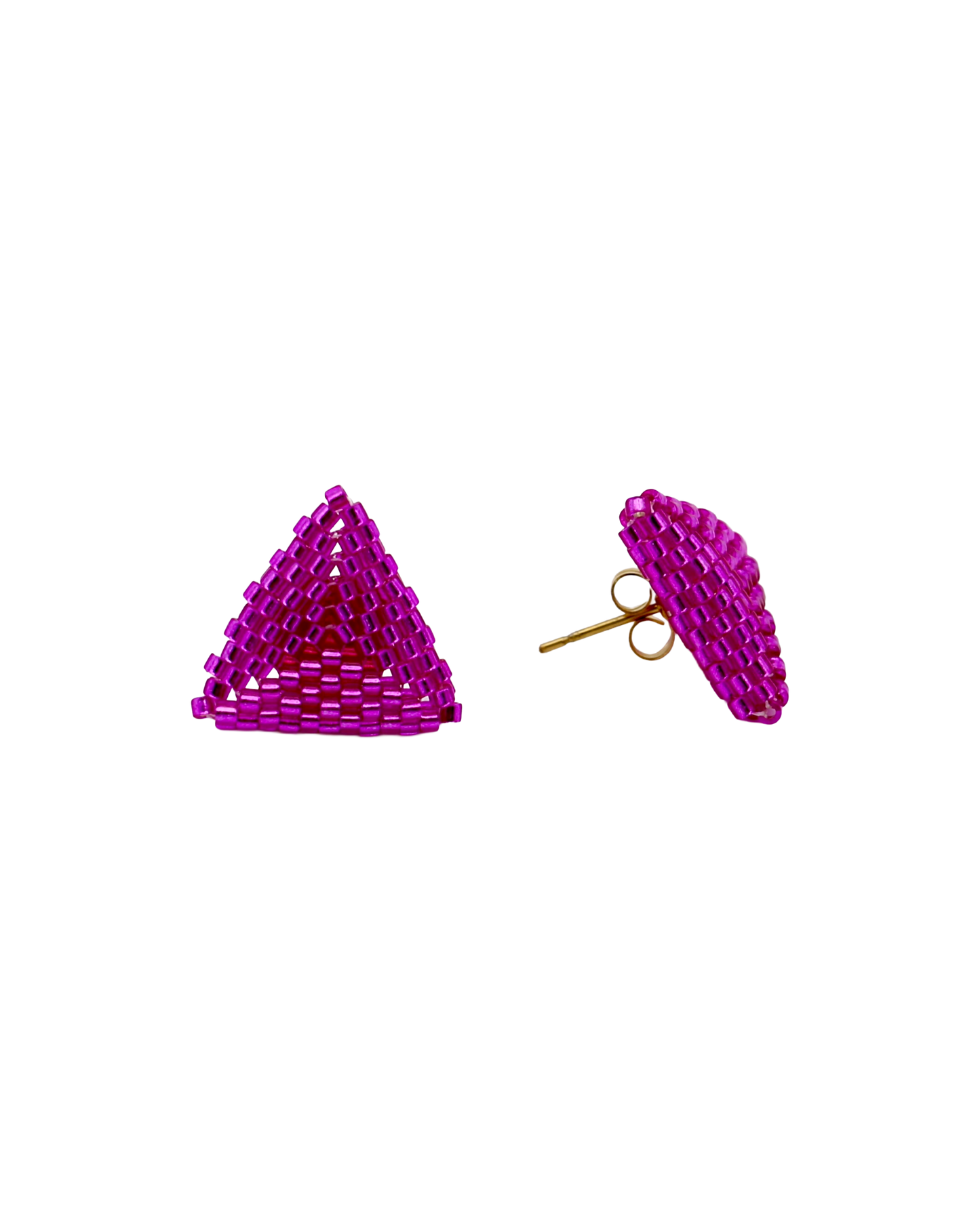 FUCHSIA TRIANGLE STUD EARRINGS