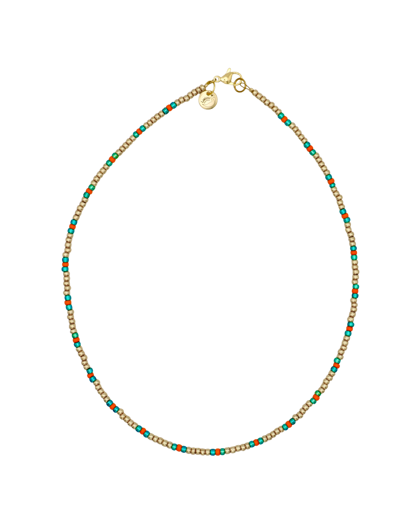 GOLD/EMERALD/ORANGE MIYUKI NECKLACE
