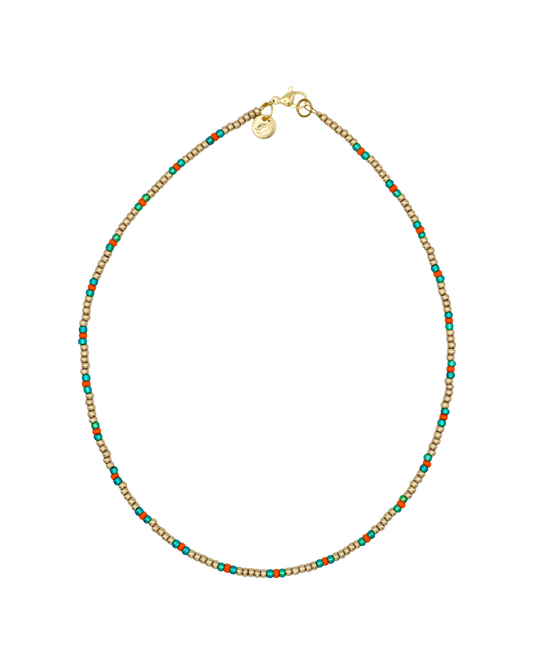 GOUD/SMARAGDGROENE/ORANJE MIYUKI KETTING