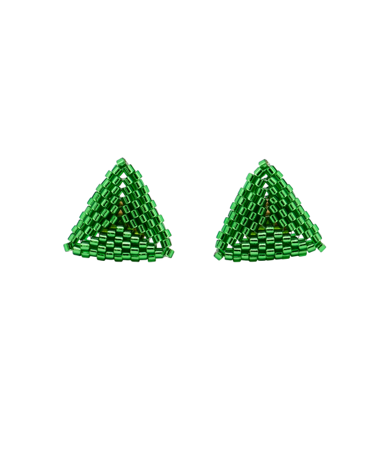GROENE TRIANGLE STUD OORBELLEN