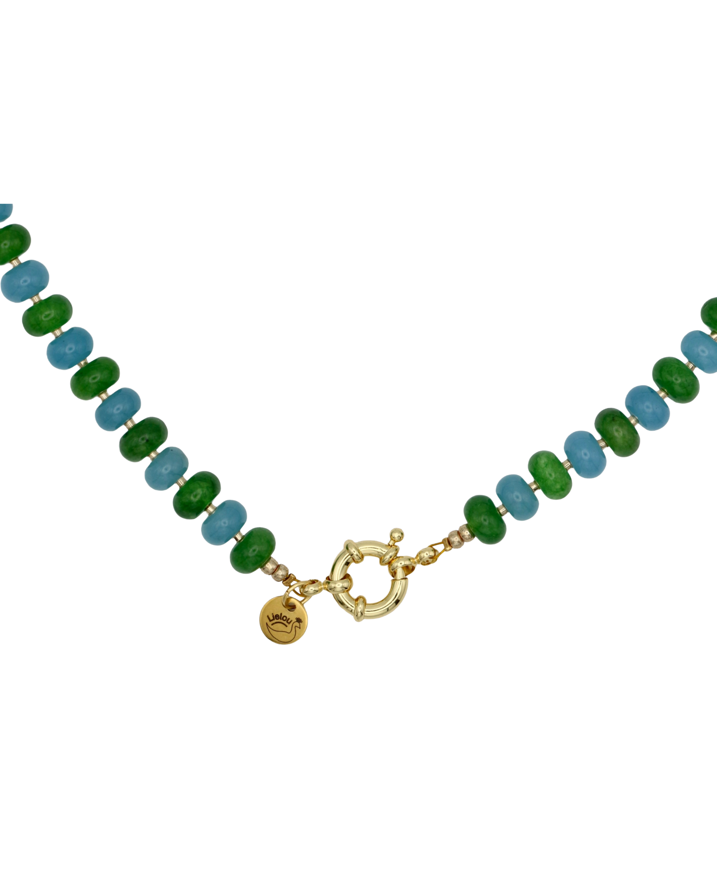 GROEN/BLAUW RONDELLE KETTING SAGE