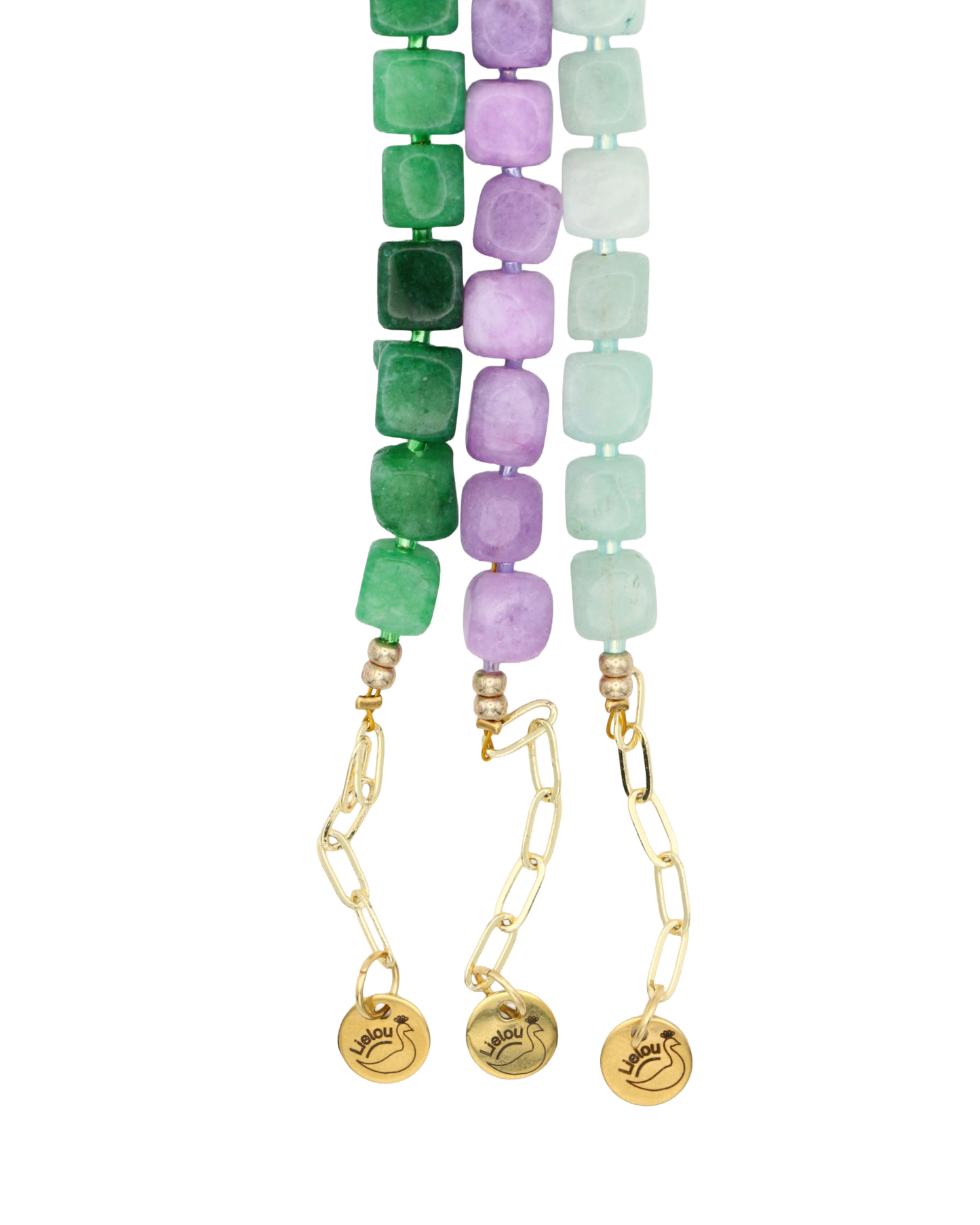 DONKERGROEN JADE CUBE ARMBAND