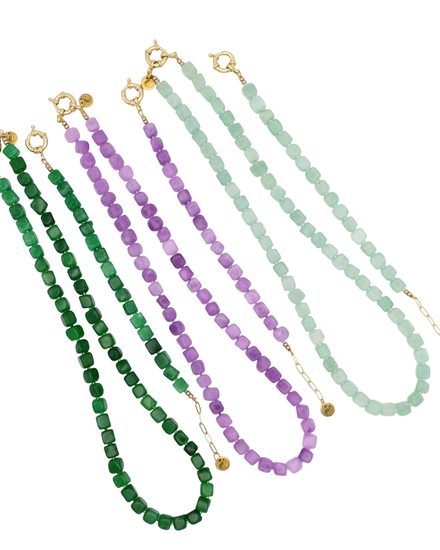 DONKERGROEN JADE CUBE ARMBAND