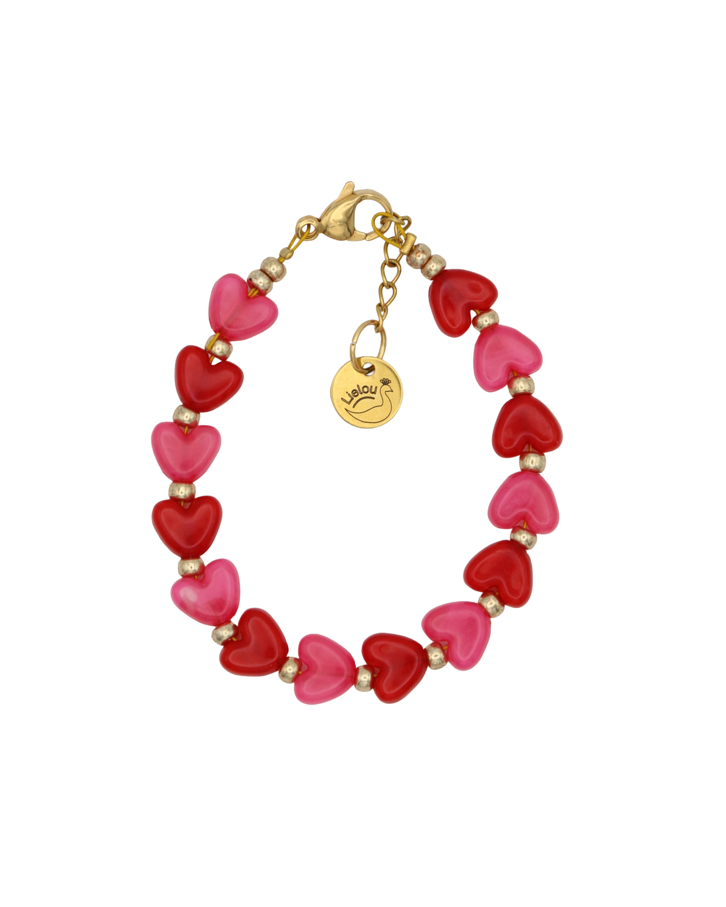 KIDS - RED/PINK HAPPY HEARTS BRACELET