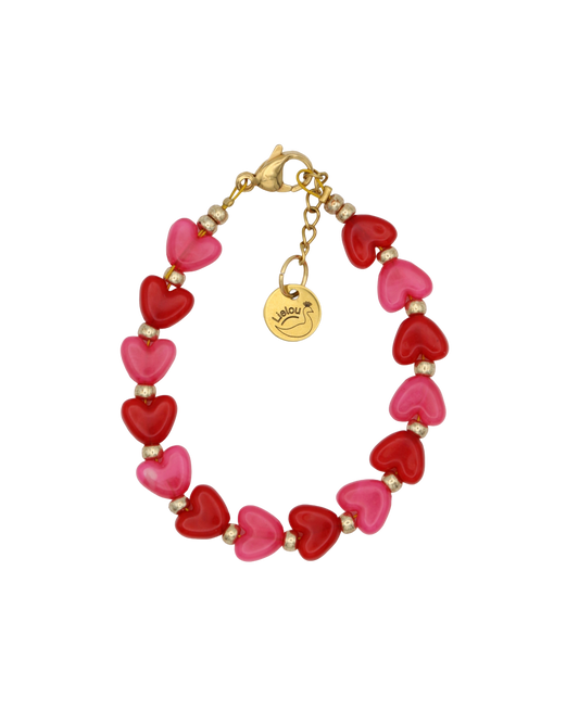 KIDS - ROOD/ROZE HAPPY HEARTS ARMBAND