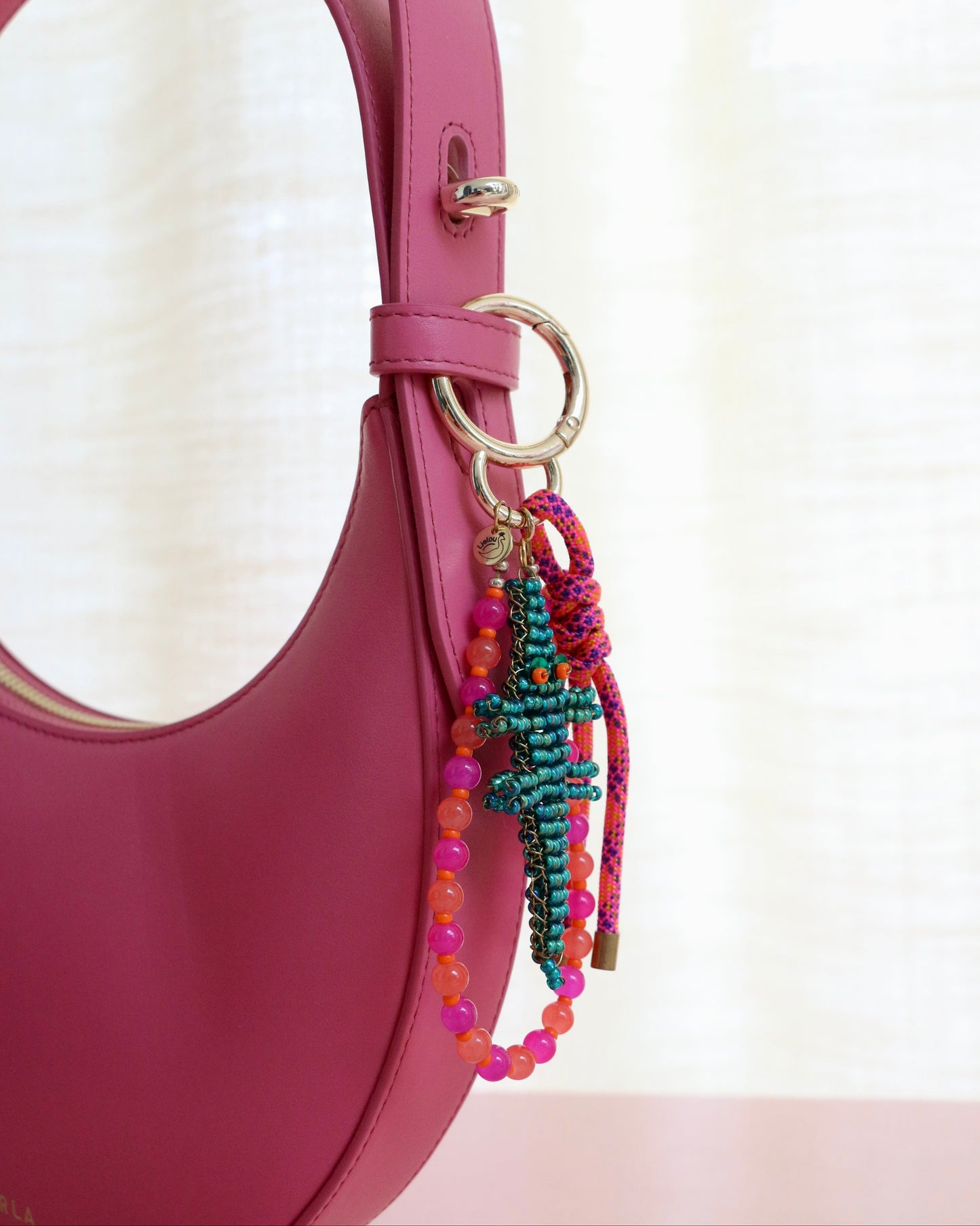 EMERALD GREEN CROCODILE BAG CHARM KAIA