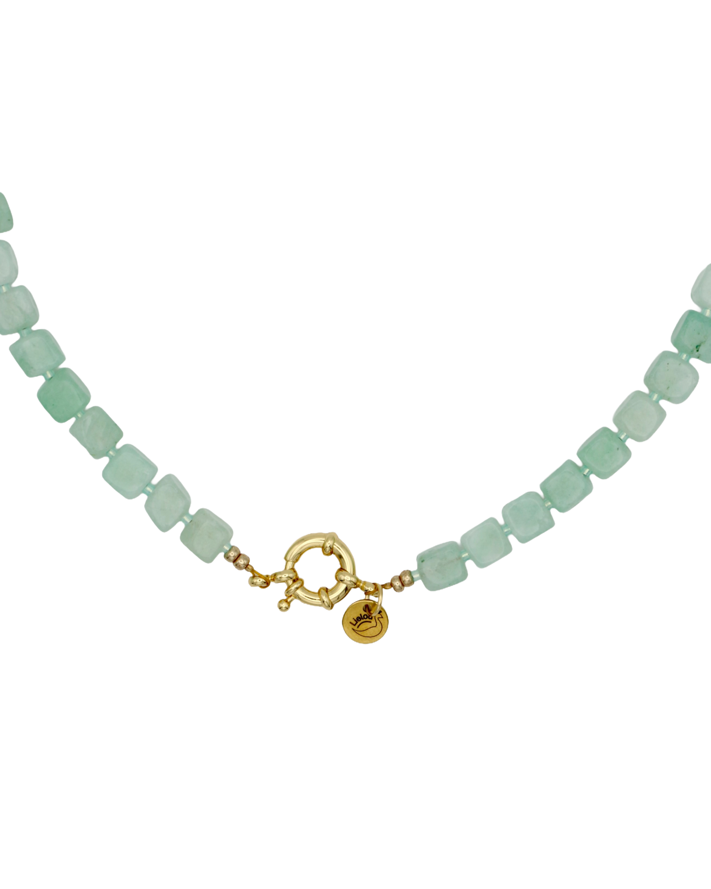 LICHTGROEN JADE CUBE KETTING