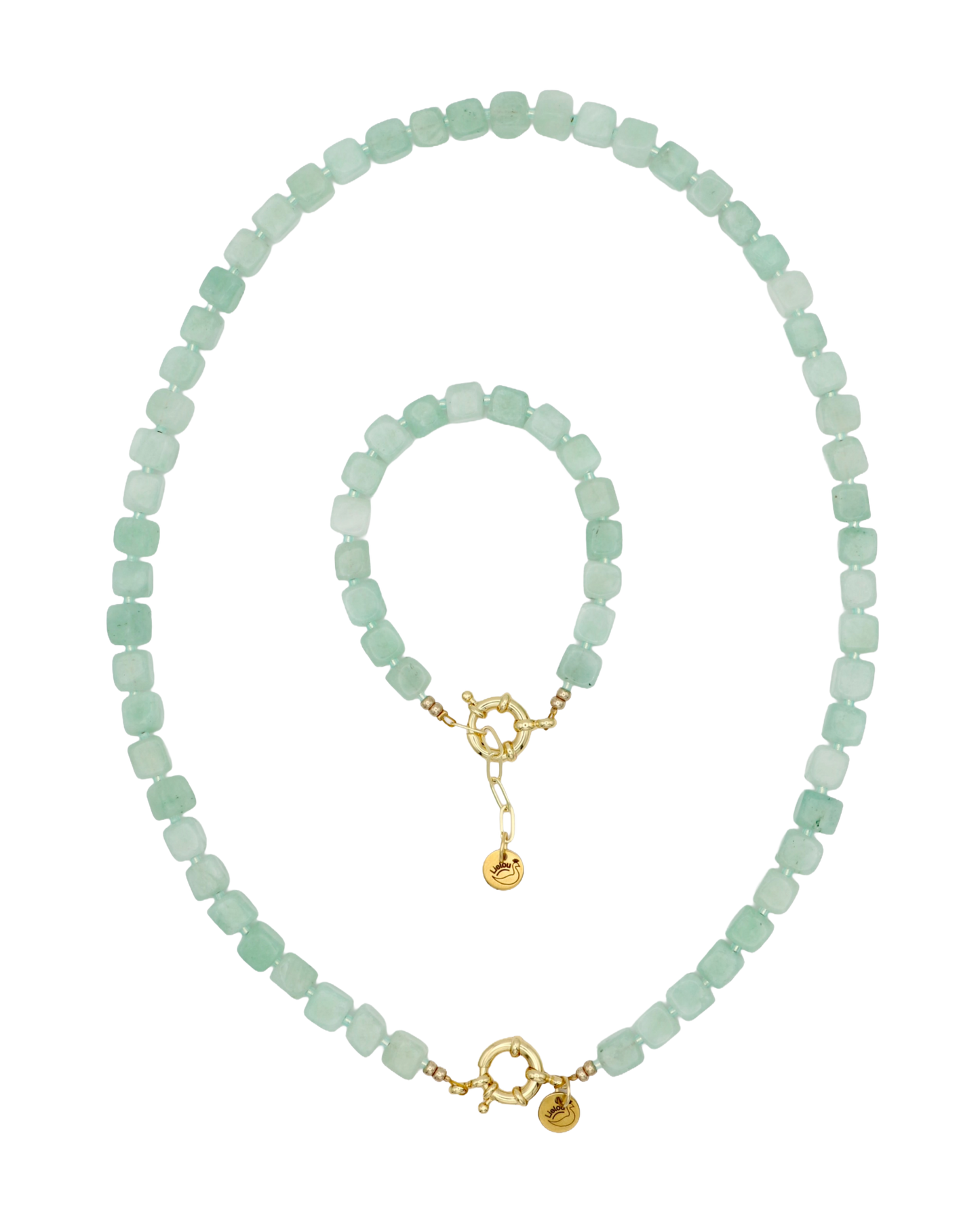 LICHTGROEN JADE CUBE KETTING