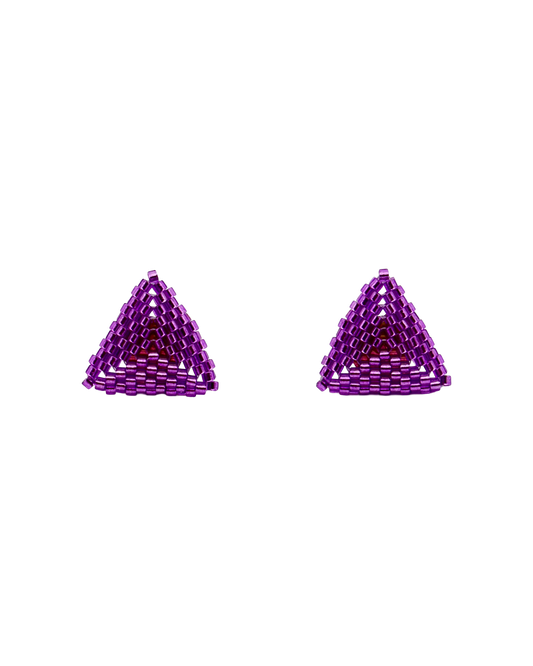 MAGENTA TRIANGLE STUD EARRINGS