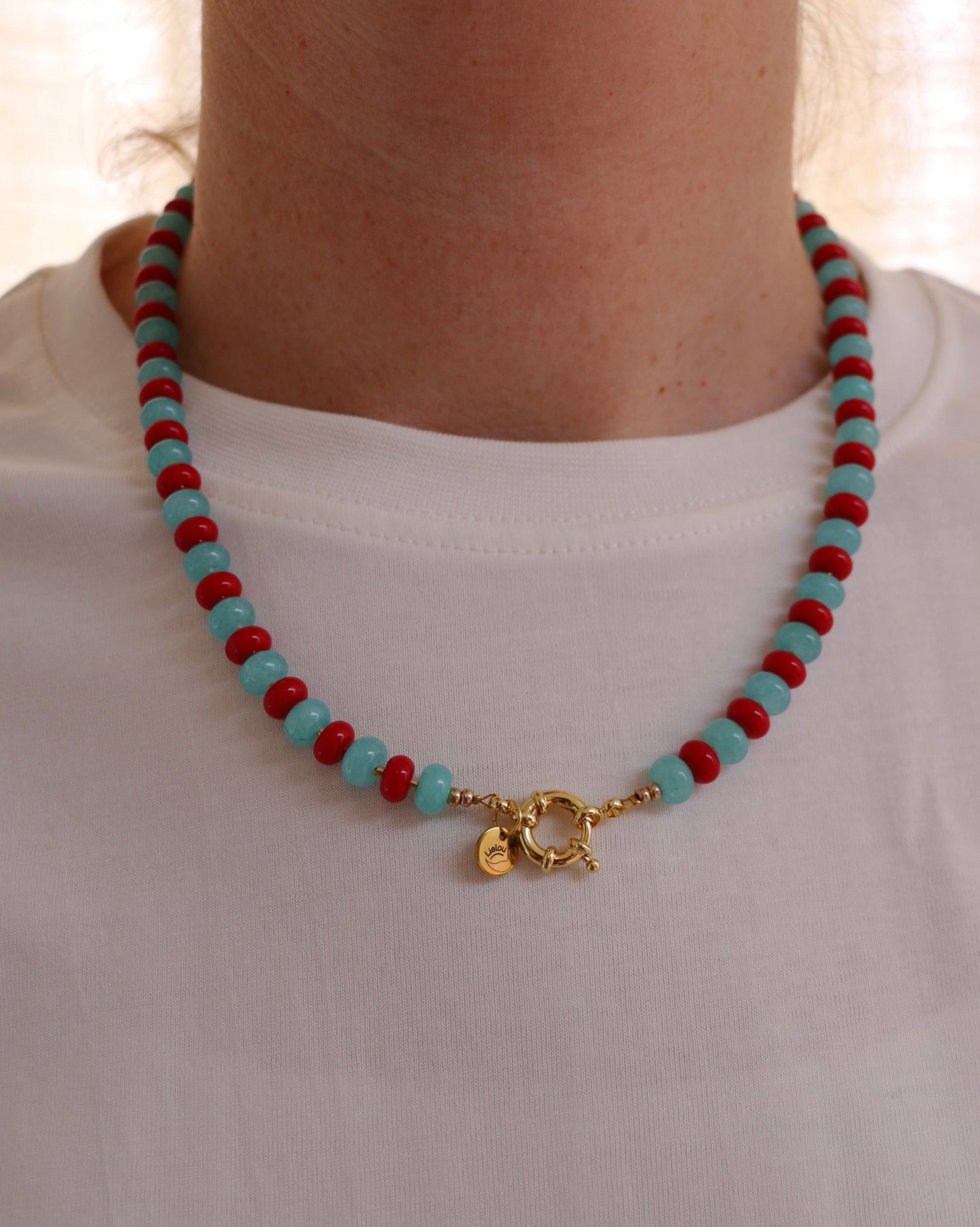 BABYBLAUW/ROOD RONDELLE KETTING NOVA