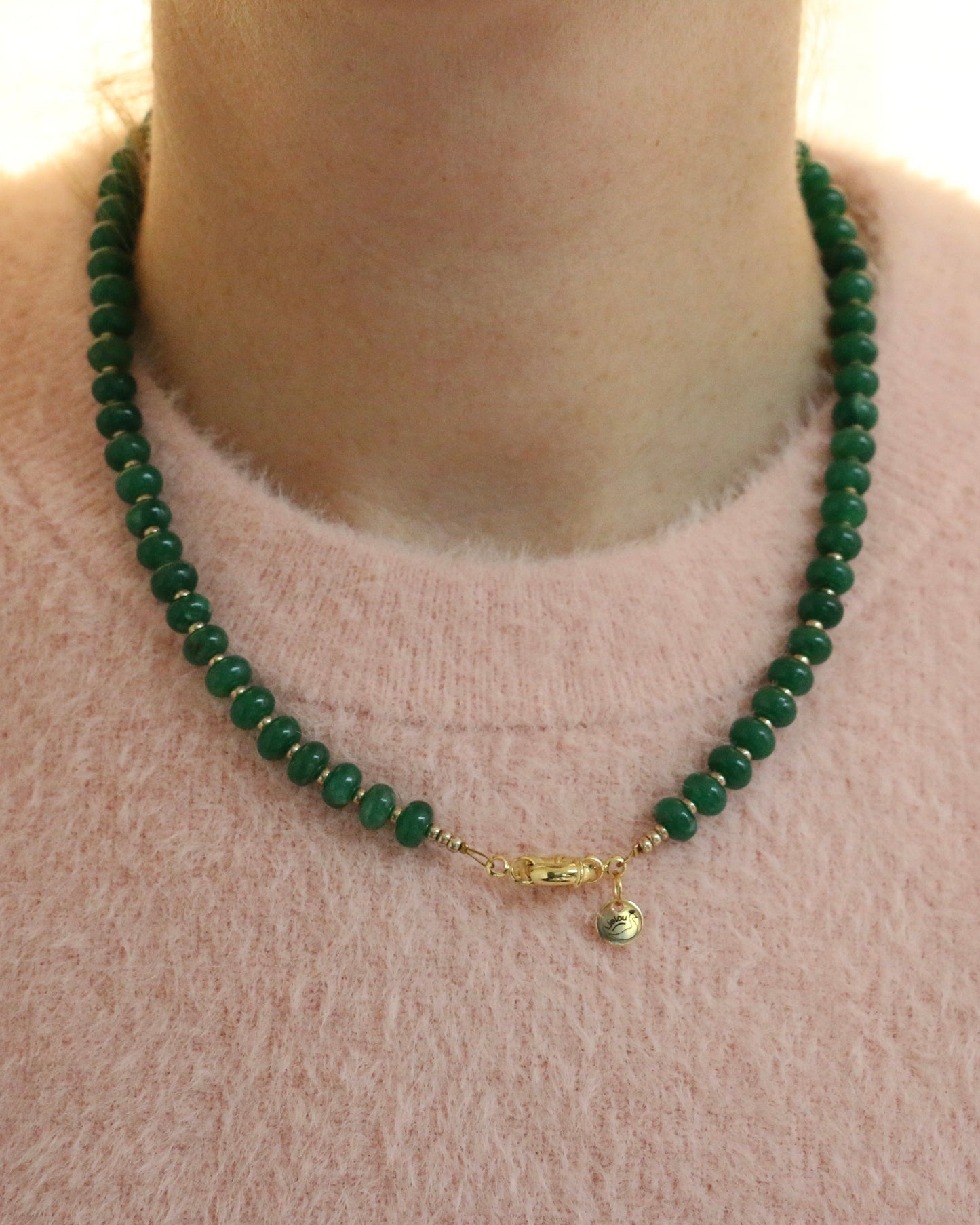 DONKERGROEN/GOUD RONDELLE KETTING MOSS