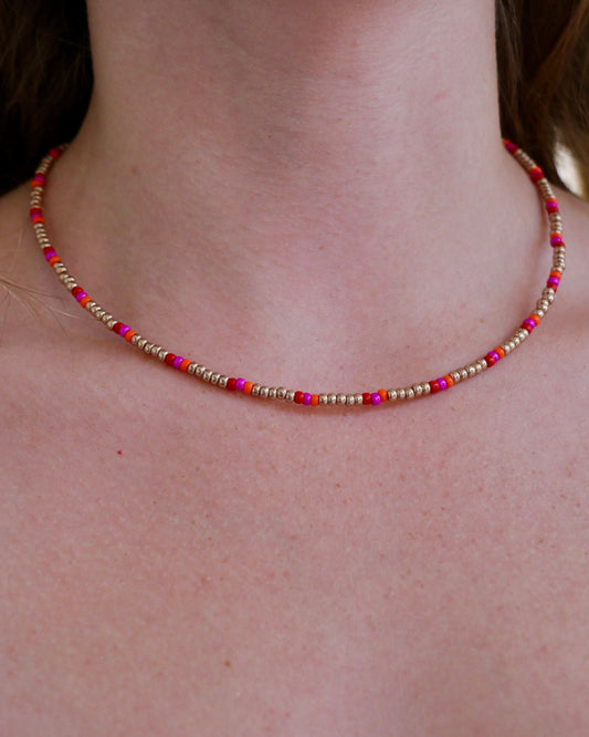 GOLD/ORANGE/RED/PINK MIYUKI NECKLACE